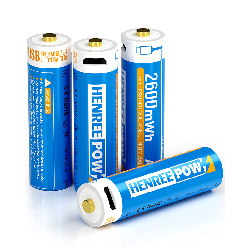 Henreepow 2600mwh 1,5 V de type C AA Batteries rechargeables