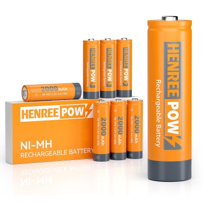 HENREEPOW AA 2000MAH 1,2 V Batterie rechargeable Ni-MH de haute capacité 1,2 V