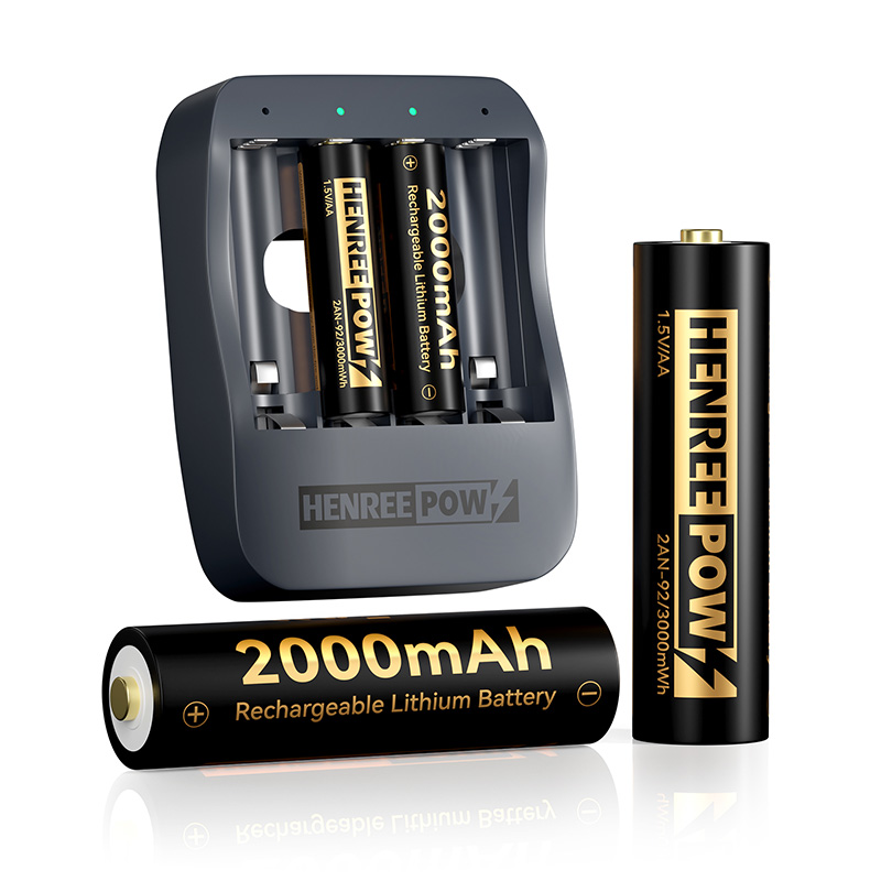 Henreepow AA 2000mAh 1,5 V batteries au lithium de haute capacité