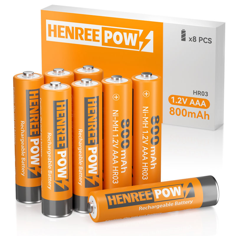 HENREEPOW AAA 800MAH 1,2 V Batterie rechargeable Ni-MH de haute capacité 1,2 V