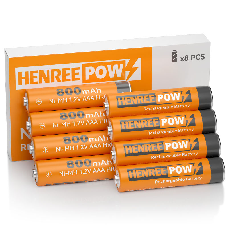 HENREEPOW AAA 800MAH 1,2 V Batterie rechargeable Ni-MH de haute capacité 1,2 V