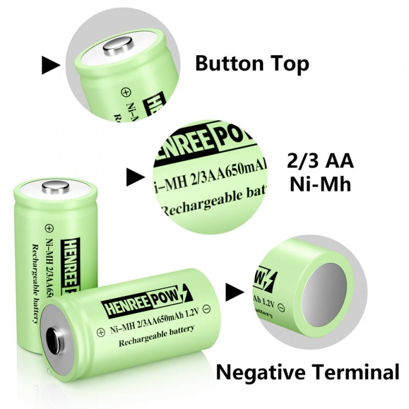 Henreepow Ni-MH 2/3 AA Batteries rechargeables