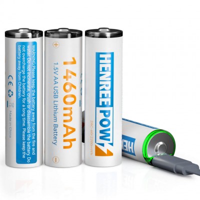 Henreepow Type-C RECHARGable AA 2200 Batteries au lithium