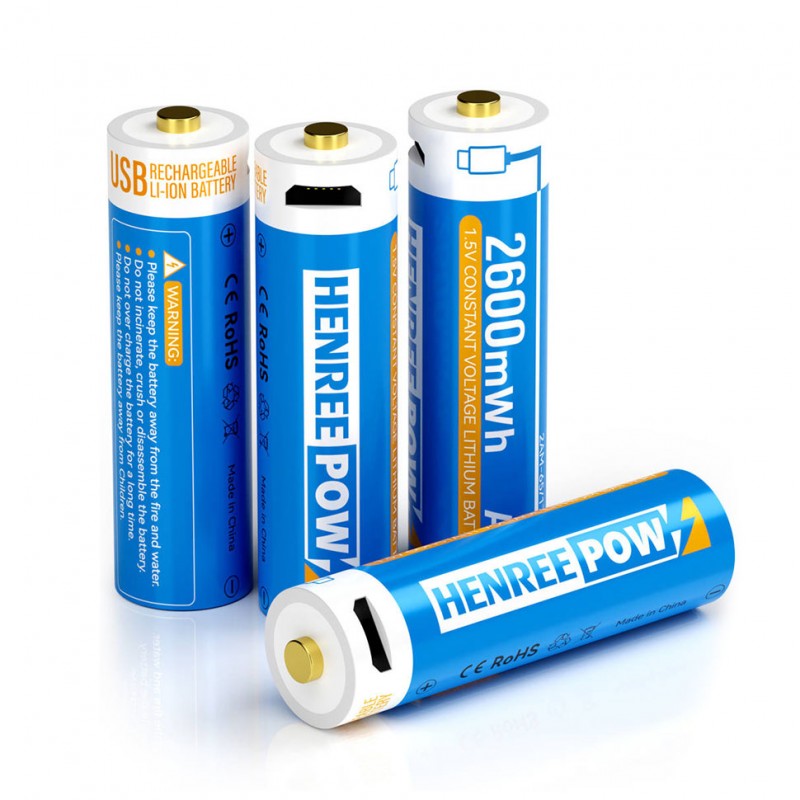 Henreepow Rechargeable AA 2600 Batteries au lithium