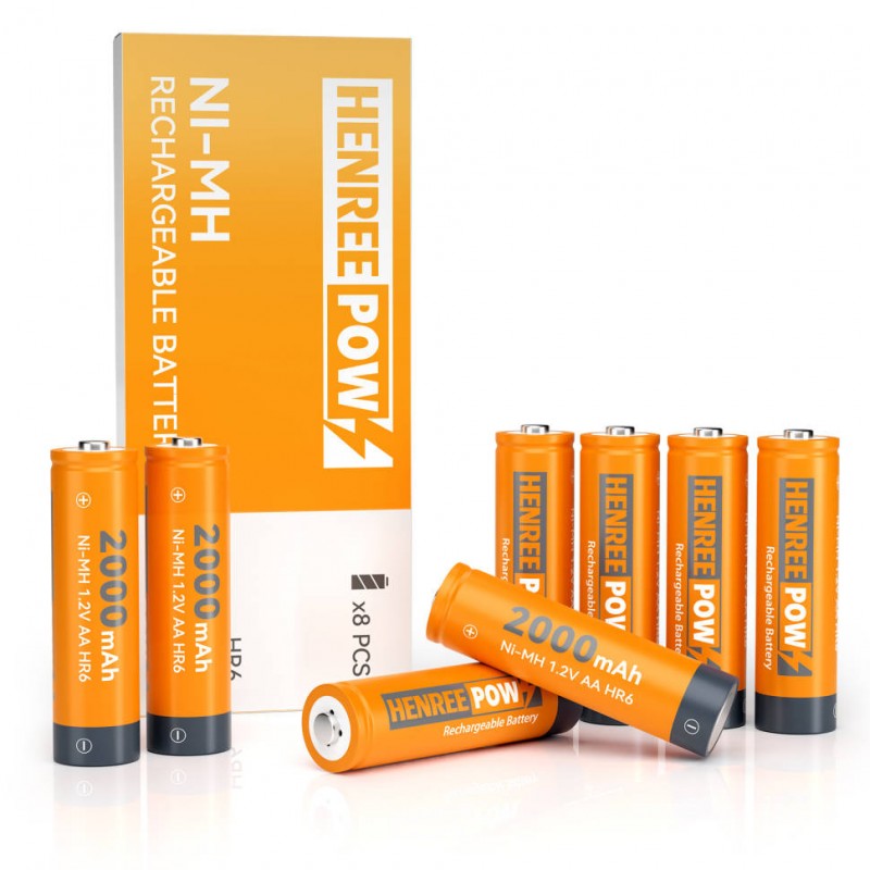 Henreepow Ni-MH AA 2000 Batteries rechargeables pour les lumières solaires