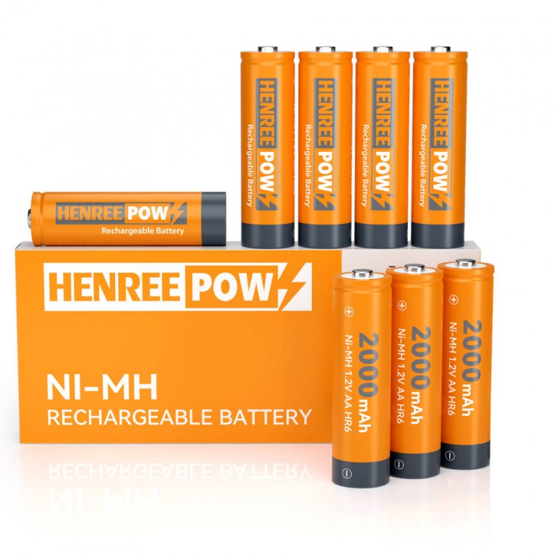 Henreepow Ni-MH AA 2000 Batteries rechargeables pour les lumières solaires